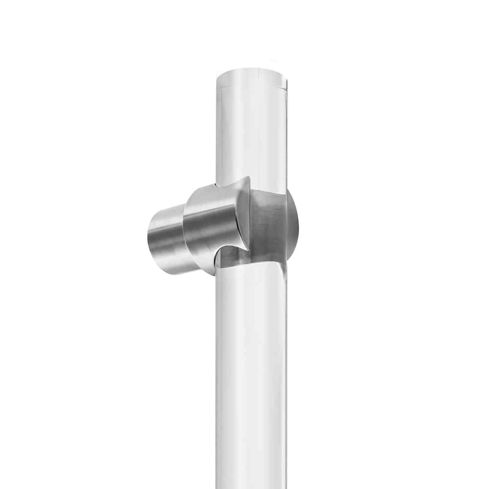Arctic 100 Door Pull Handle – 1" Solid Round Acrylic Clear Grip with Sigma Mounts In Stainless Steel