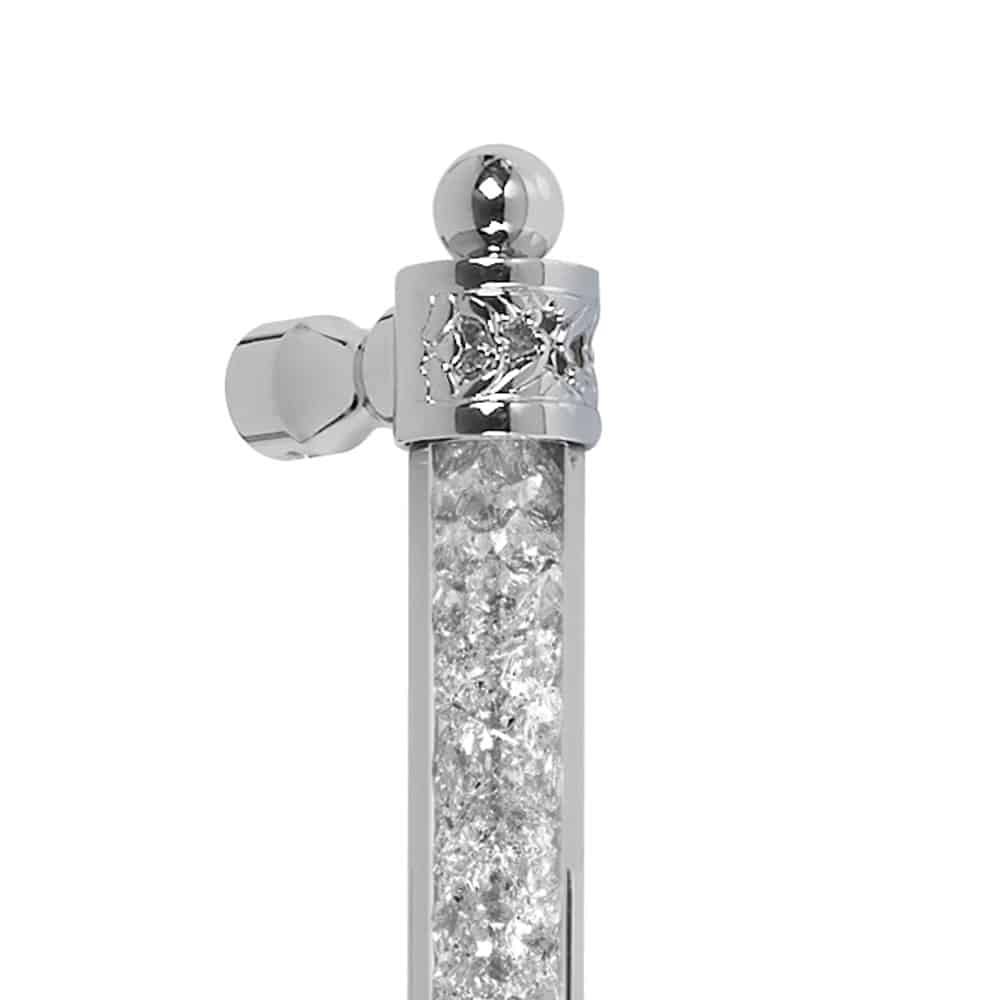 Atlantic 100 Door Pull - 1" Round Acrylic Frosted Grip, Filigree End Caps With Hourglass Mounts