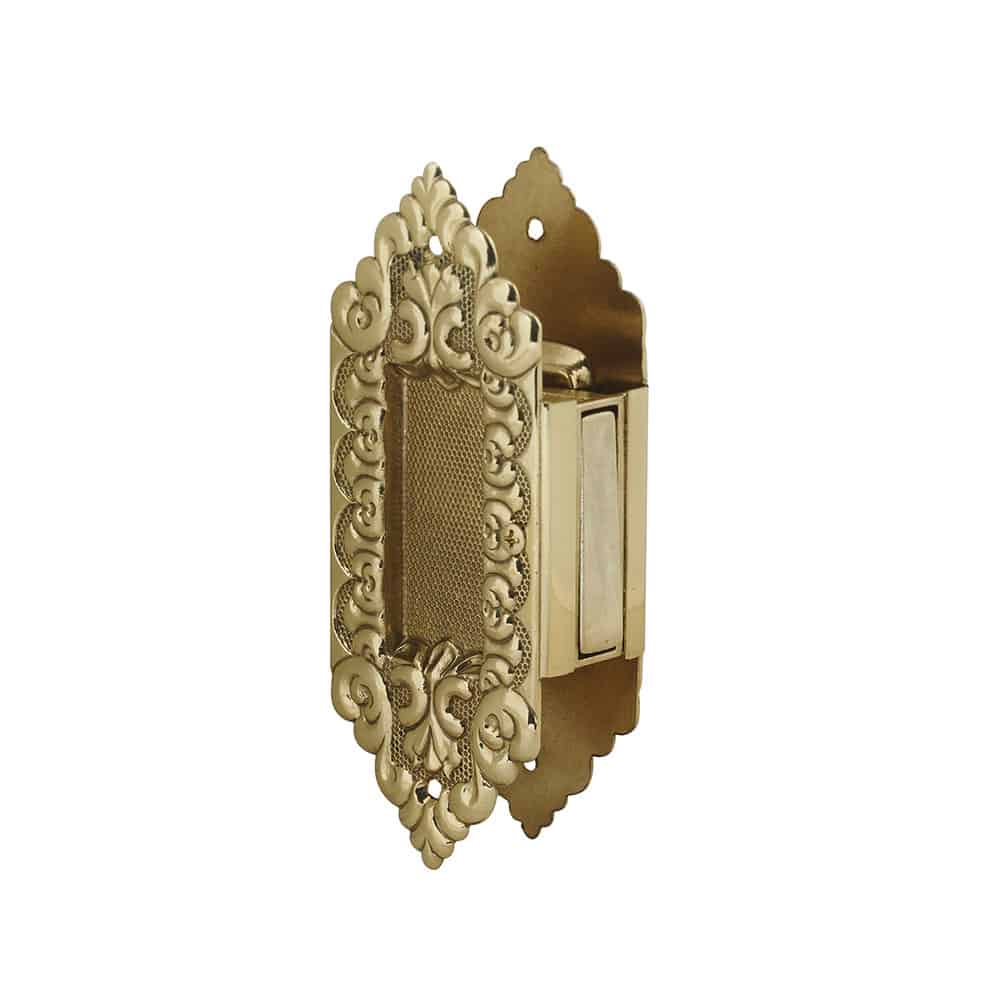 Darby 1 - Pocket Door Pull - Solid Decorative Brass Pocket Trim Plate Set In Brass