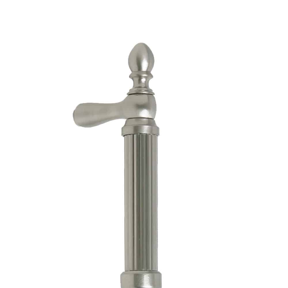 Garnet 625 5/8" Tubular Round Reeded Grip With Center Ring, Finials with Brass Straight Post Mounts