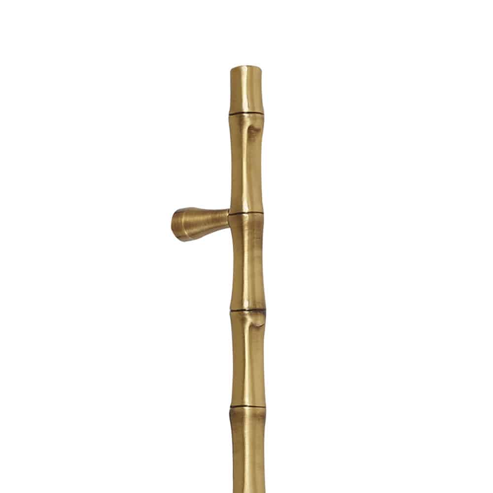 Guadalupe 150 Door Pull - 1-1/2" Solid Round Bamboo Style Grip And Offset Mounts In Brass