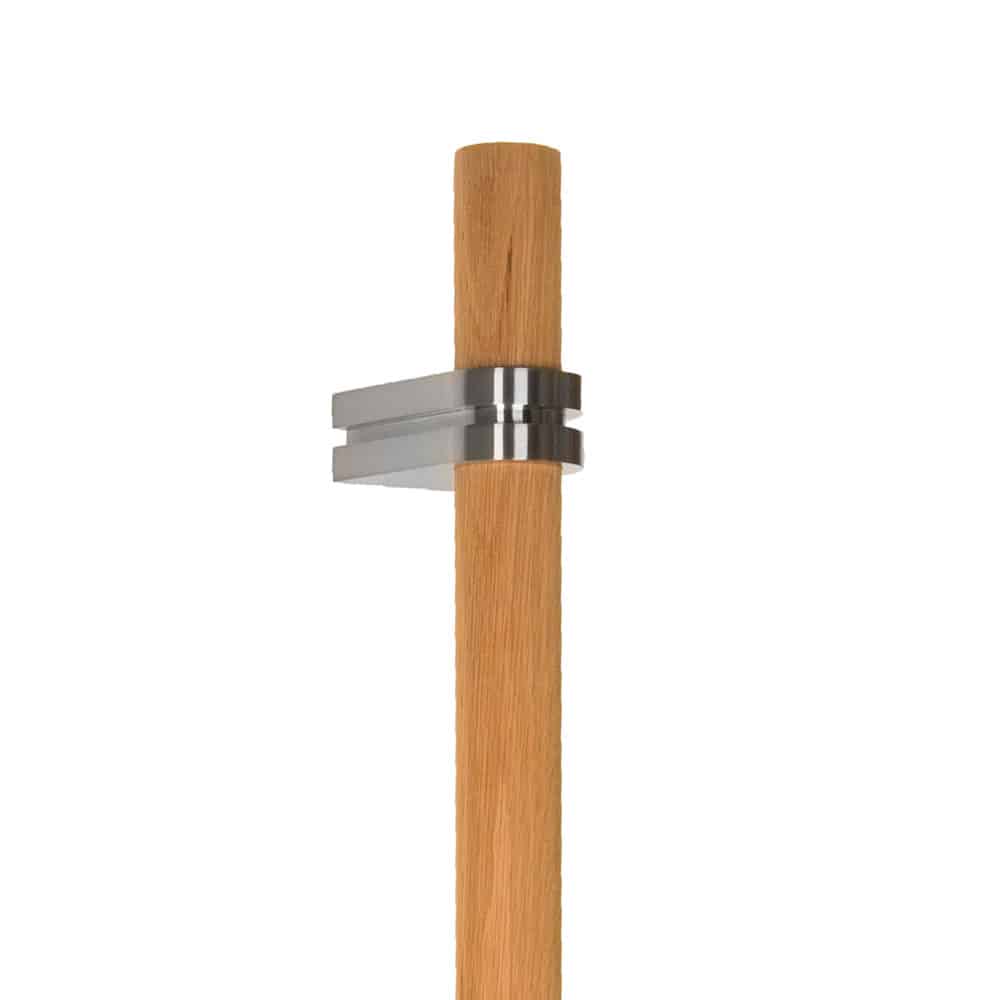 Laramie 150 Door Pull - 1-1/2" Solid Round Wood Grip, Wrap Around Clevelander Mounts In Brass