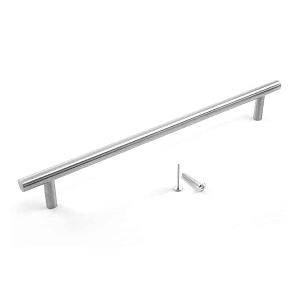 Stainless steel door handle with screws