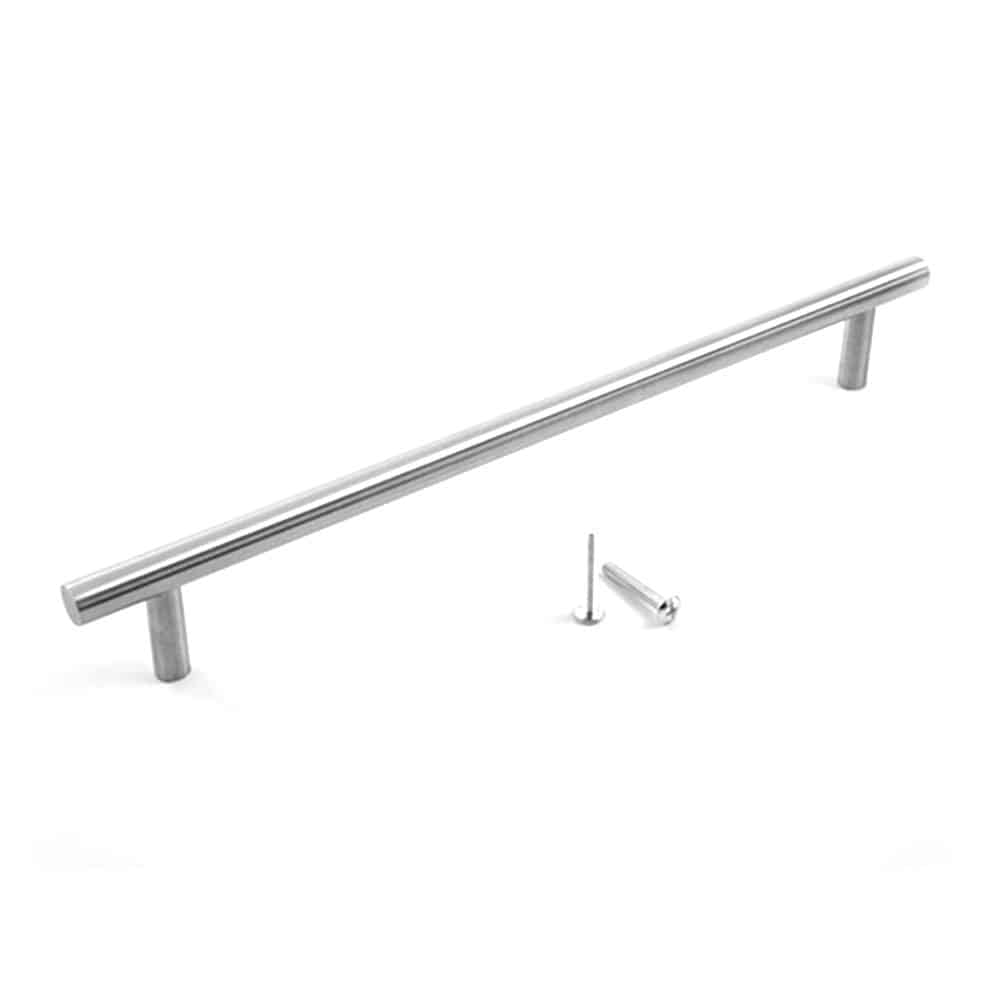 Shiny cylindrical long door handle with screws included