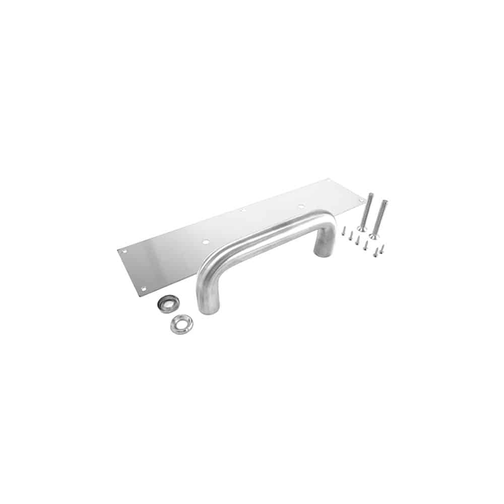 Silver handlebar with mounting screws to ensure secure installation