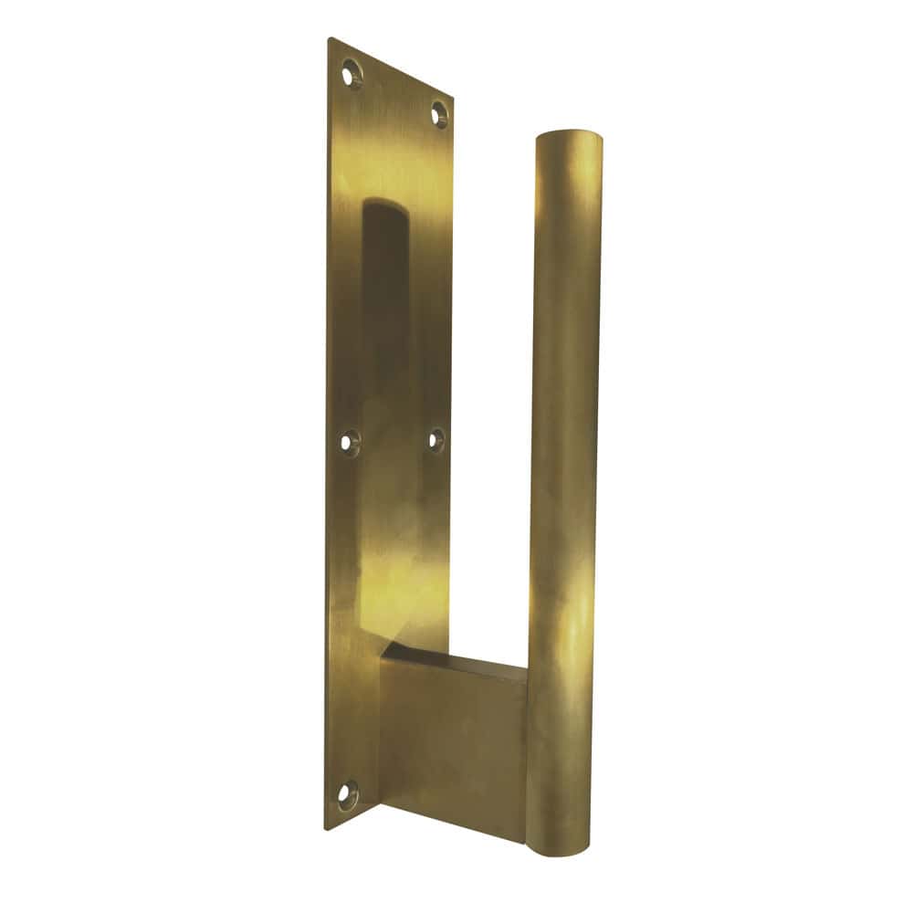 Hands-free door pull in brass