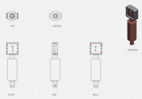 Technical drawing of beer tap pull handle design