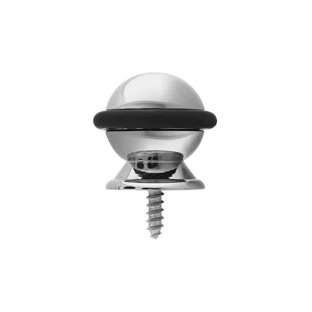 Drawer pull handle with a modern design and a shiny silver finish with a black accent